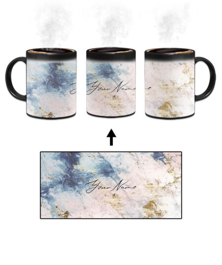 Your Name Grey Beige Marble Texture Custom Printed Magic Mug