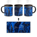 Your Name Golden Blue Liquid Marble Artwork Custom Printed Magic Mug