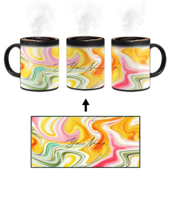 Your Name Multicolor Liquid Marble Artwork Custom Printed Magic Mug