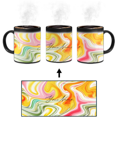 Your Name Multicolor Liquid Marble Artwork Custom Printed Magic Mug