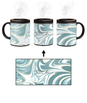 Your Name White Blue Abstract Paintmix Design Custom Printed Magic Mug