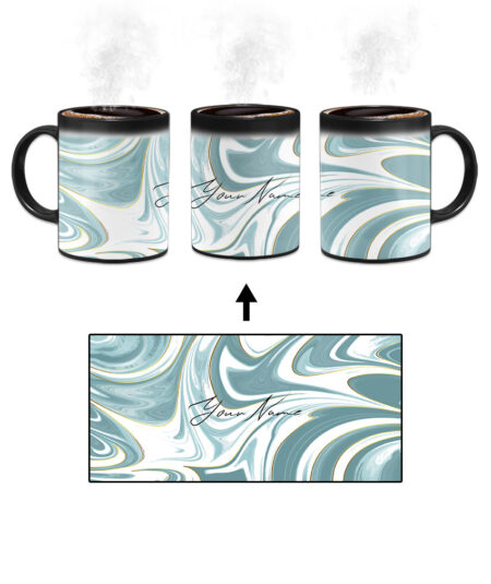 Your Name White Blue Abstract Paintmix Design Custom Printed Magic Mug