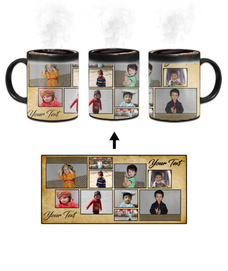 10 Photos Collage Stripe Pattern Custom Printed Magic Mug