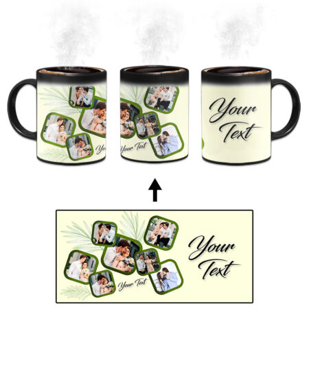 7 Square Photos Collage Custom Printed Magic Mug
