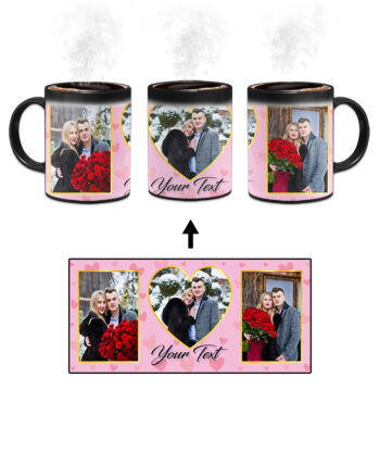 3 Photos Valentine Collage Custom Printed Magic Mug