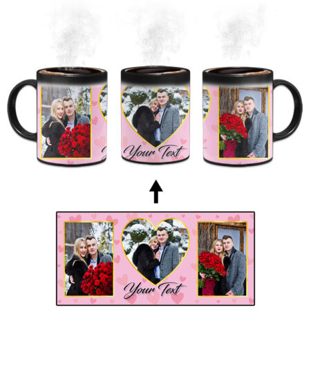3 Photos Valentine Collage Custom Printed Magic Mug