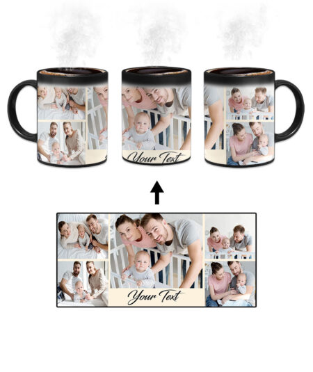5 Rectangular Photos Collage Custom Printed Magic Mug