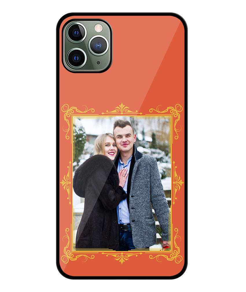 Royal Photoframe With Salamander Orange Background Customised Glossy Metal TPU Mobile Cover