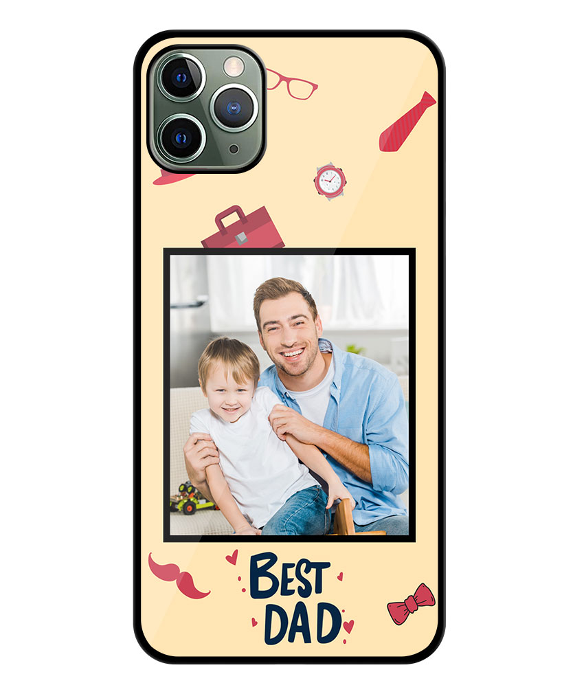 Best Dad Design With Beige Background Customised Glossy Metal TPU Mobile Cover