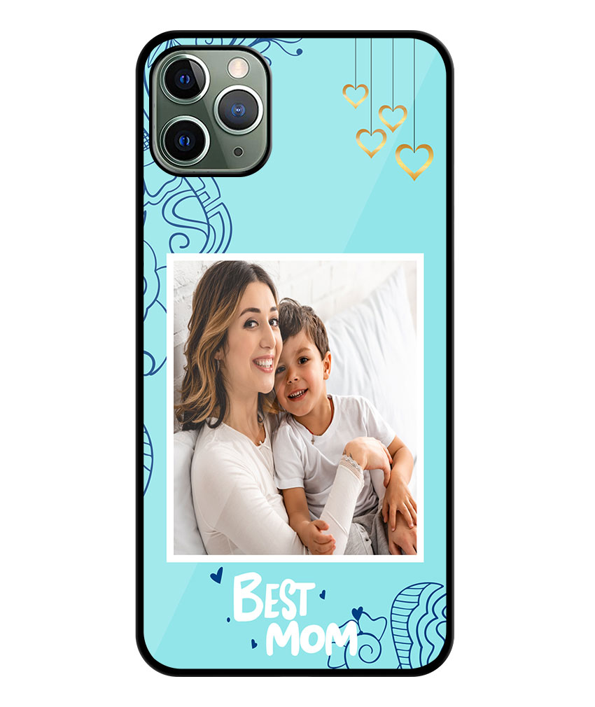 Best Mom Design With Blue Background Customised Glossy Metal TPU Mobile Cover