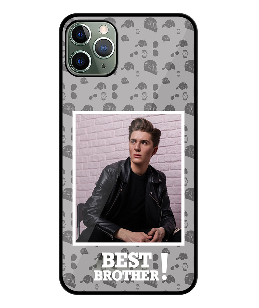 Best Brother Design With Grey Pattern Background Customised Glossy Metal TPU Mobile Cover