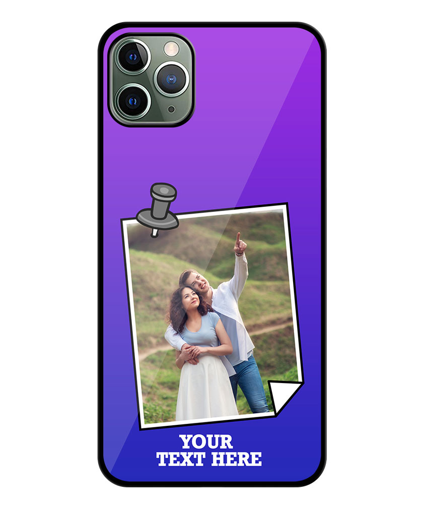 Pinned Photoframe With Violet Blue Gradient Background Customised Glossy Metal TPU Mobile Cover