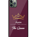 Your Name Queen Crown Design With Blackberry Background Customised Glossy Metal TPU Mobile Cover