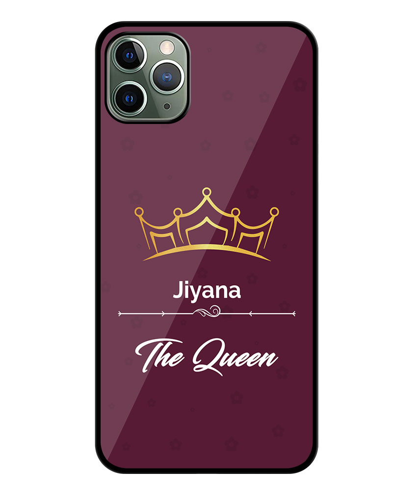 Your Name Queen Crown Design With Blackberry Background Customised Glossy Metal TPU Mobile Cover