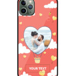 Heart Ballon Photoframe With Abstract Orange Sky Background Customised Glossy Metal TPU Mobile Cover