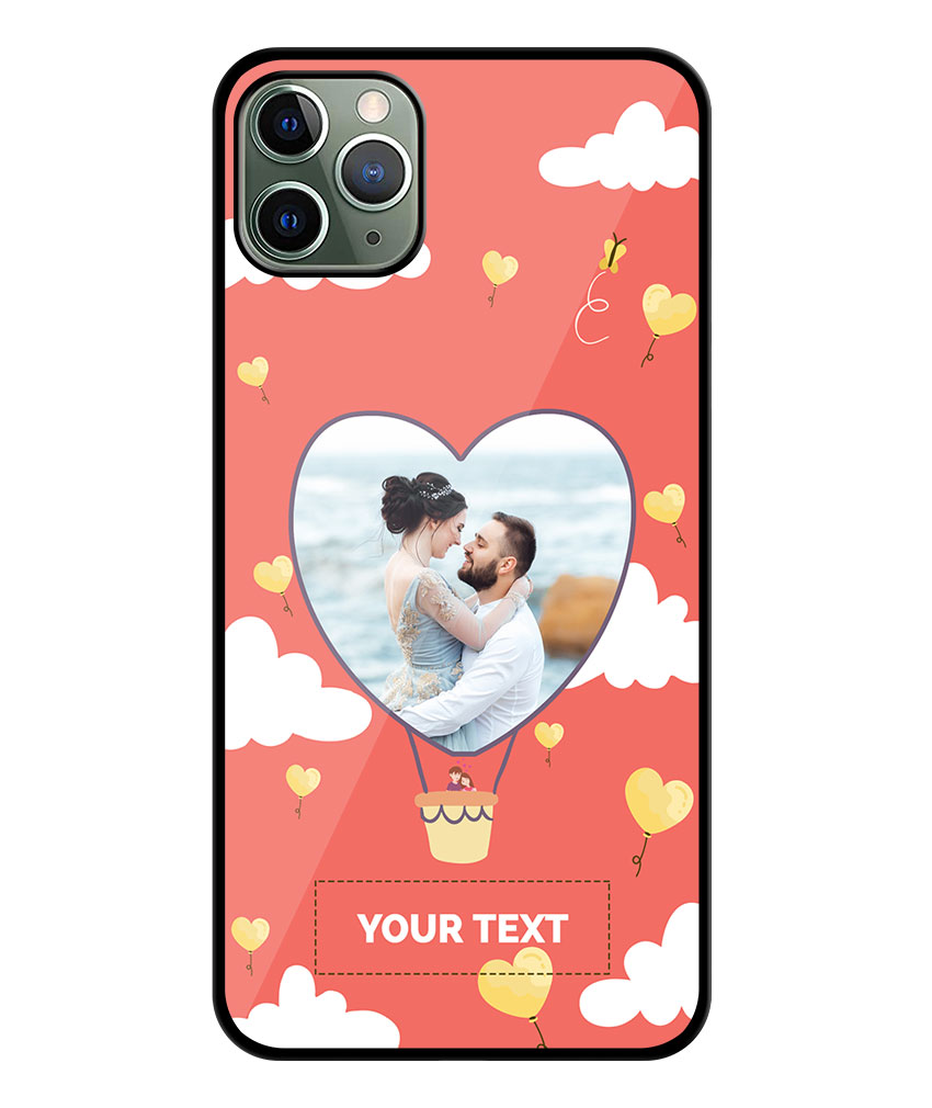 Heart Ballon Photoframe With Abstract Orange Sky Background Customised Glossy Metal TPU Mobile Cover