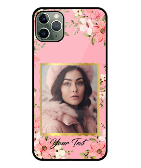 Colorful Flower Print With Blush Pink Background Customised Glossy Metal TPU Mobile Cover