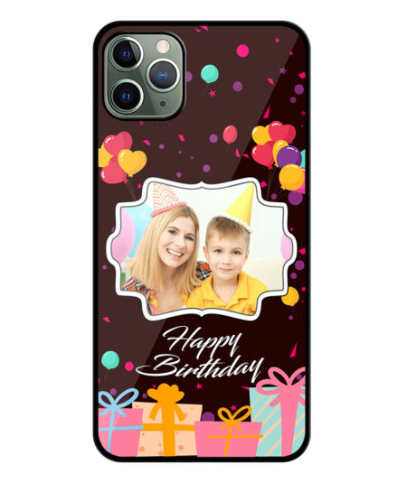 Happy Birthday Design With Dark Choclate Brown Background Customised Glossy Metal TPU Mobile Cover