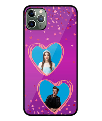 Couple Heart Photoframe With Purple Background Customised Glossy Metal TPU Mobile Cover