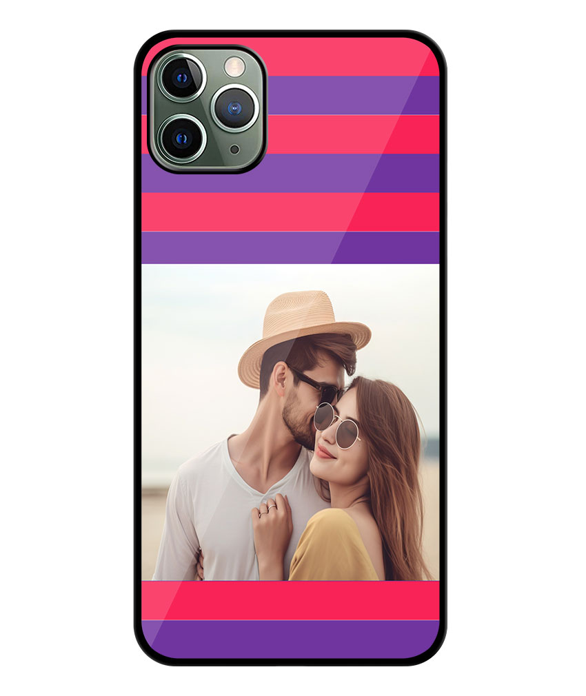 Red Violet Stripe Customised Glossy Metal TPU Mobile Cover