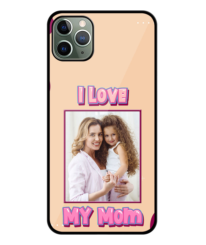 I Love My Mom Message With Desert Sand Background Customised Glossy Metal TPU Mobile Cover