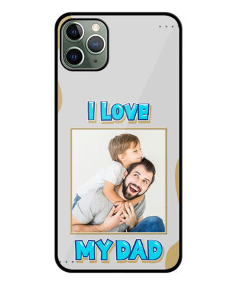 I Love My Dad Message With Silver Background Customised Glossy Metal TPU Mobile Cover