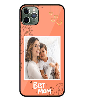 Best Mom Design With Orange Background Customised Glossy Metal TPU Mobile Cover