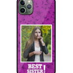 Best Sister Design With Magenta Pink Pattern Background Customised Glossy Metal TPU Mobile Cover