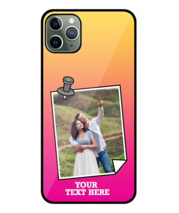 Pinned Photoframe With Yellow Pink Gradient Background Customised Glossy Metal TPU Mobile Cover