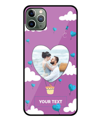 Heart Ballon Photoframe With Abstract Violet Sky Background Customised Glossy Metal TPU Mobile Cover