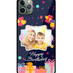 Happy Birthday Design With Navy Blue Background Customised Glossy Metal TPU Mobile Cover