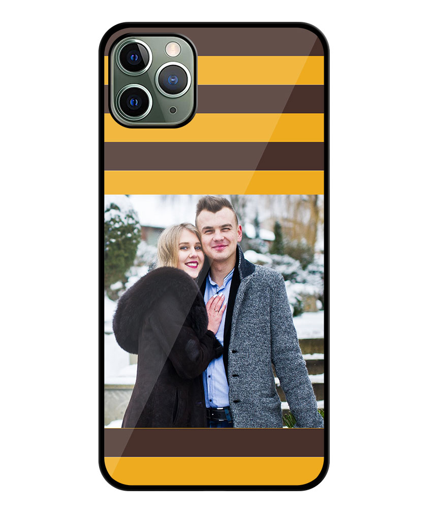 Golden Brown Stripe Customised Glossy Metal TPU Mobile Cover