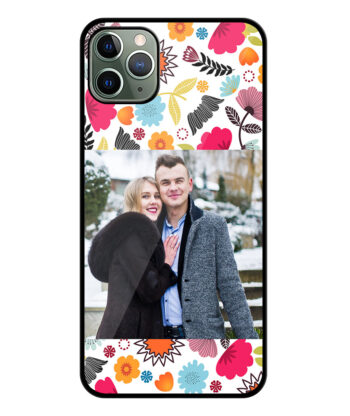 Floral Design With White Background Customised Glossy Metal TPU Mobile Cover