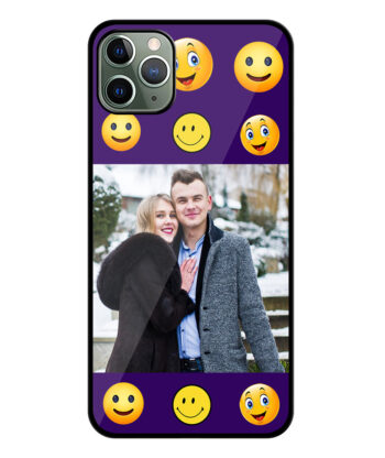 Smiley Pattern With Violet Background Customised Glossy Metal TPU Mobile Cover