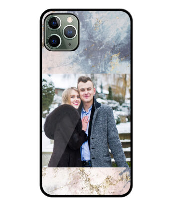 Grey Beige Marble Texture Customised Glossy Metal TPU Mobile Cover