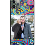 Blue Yellow Vector Floral Pattern Customised Glossy Metal TPU Mobile Cover