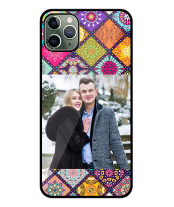 Multicolor Vector Flower Dotted Square Pattern Customised Glossy Metal TPU Mobile Cover