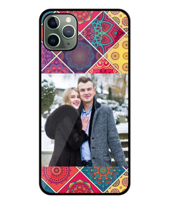 Multicolor Vector Flower Square Pattern Design Customised Glossy Metal TPU Mobile Cover