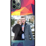 Red Blue Crystal Pattern Customised Glossy Metal TPU Mobile Cover