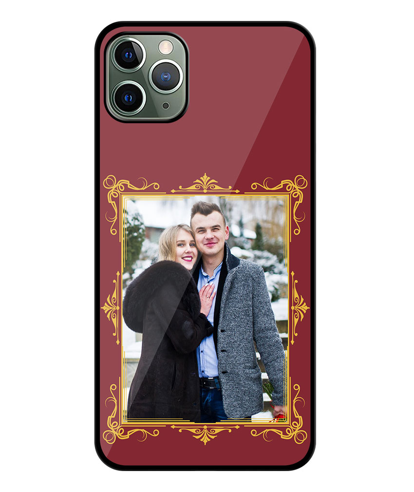 Royal Photoframe With Maroon Background Customised Glossy Metal TPU Mobile Cover