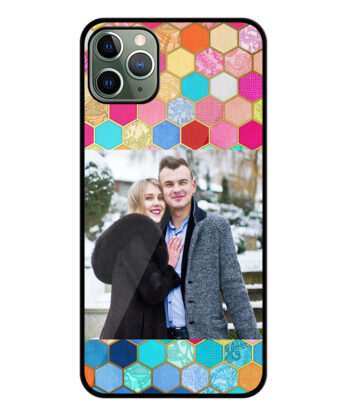 Multicolor Hexagon Pattern Customised Glossy Metal TPU Mobile Cover