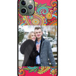 Tricolor Vector Floral Pattern Customised Glossy Metal TPU Mobile Cover