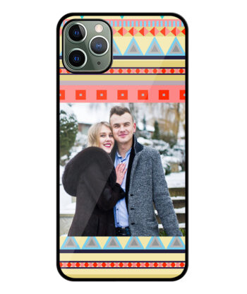Geometrical Pattern With Lime Green Background Customised Glossy Metal TPU Mobile Cover