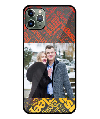 Text Print Design With Grey Background Customised Glossy Metal TPU Mobile Cover