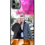 Orange Pink Crystal Pattern Customised Glossy Metal TPU Mobile Cover