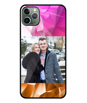 Orange Pink Crystal Pattern Customised Glossy Metal TPU Mobile Cover