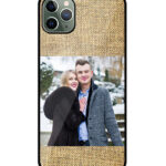 Jute Fabric Texture Customised Glossy Metal TPU Mobile Cover