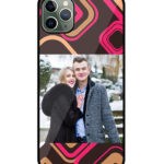 Abstract Square Pattern With Choclate Brown Background Customised Glossy Metal TPU Mobile Cover