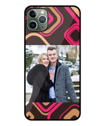 Abstract Square Pattern With Choclate Brown Background Customised Glossy Metal TPU Mobile Cover