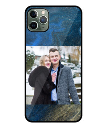 Blue Gold Liquid Marble Customised Glossy Metal TPU Mobile Cover